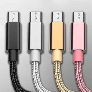 B1A Wholesale 2A 1M 2M 3M Nylon Braided Mobile Phone Fast Charging Data Cables USB To Micro USB Cable for Android