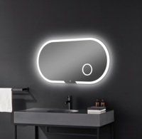 Miroir mural ovale intelligent à LED moderne pour salle de bain, avec éclairage arrière en aluminium à effet d'eau courante, miroirs de bain illuminés