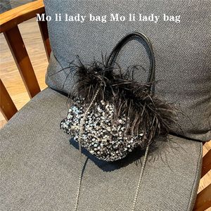 24 New Models High-End <b>Sequin</b> Evening <b>Bags</b> Ostrich Handheld Shoulder Crossbody <b>Bags</b> Parties Annual Polyester Tanjing - Product Image 4