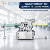 Machine d'étiquetage automatique électrique à colle thermofusible pour bouteilles carrées (détergent liquide et eau minérale)