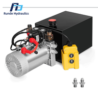 Pompe hydraulique électrique à double action 12V 8 litres pour remorque basculante, levage de voiture, acier au carbone 150 bars (avec 2 pièces SAE) # 6