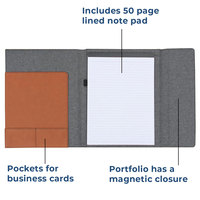 Portefeuille à trois volets en cuir PU personnalisable par gravure laser avec boucle pour stylo, bloc-notes ligné, poches pour cartes et emplacements vierges pour gravure laser