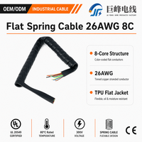 Câble plat flexible à ressort 26AWG 8 conducteurs, fil téléphonique plat, isolation PP, gaine PUR pour la communication