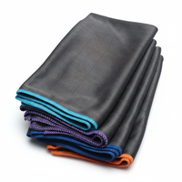 Serviette de nettoyage en microfibre écologique avec bordure de couleur différente, réutilisable, en fibre de carbone, à motifs écossais