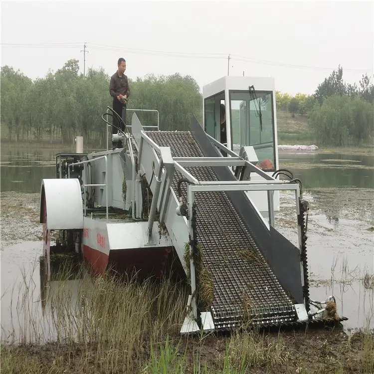 물고기 연못 잡초 수확기 및 클리너 수집 쓰레기 강 청소 기계