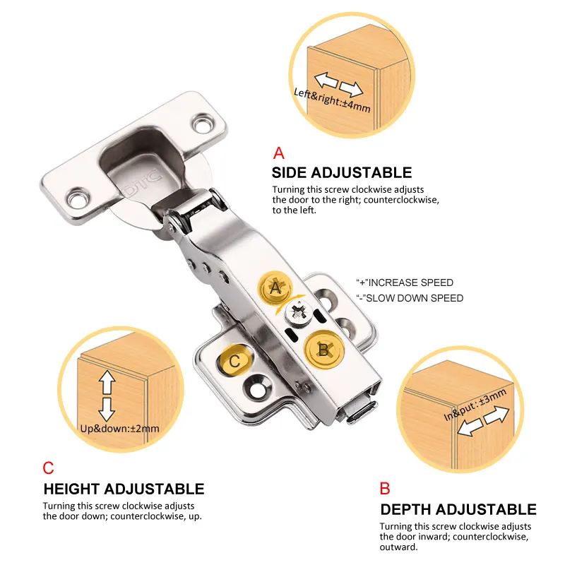 4D adjustment hydraulic dtc soft close furniture cabinet hinges