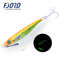 FJORD vente en gros OEM 40g 60g 80g lueur conception plomb métal gabarit appâts avec crochets lumineux leurres de pêche en eau salée