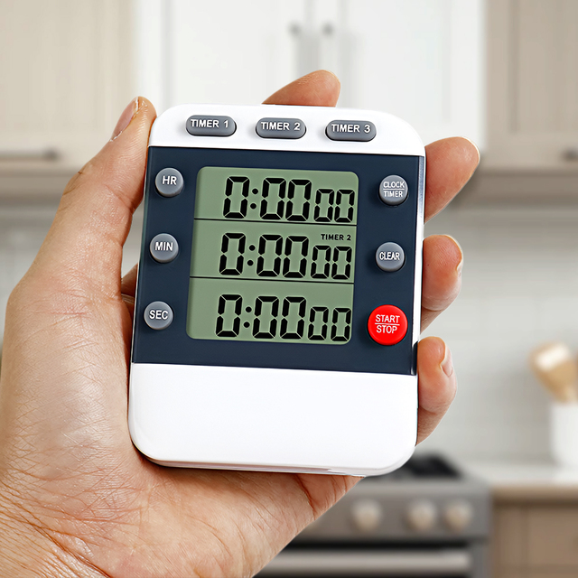 3 Group Digital Kitchen Timer with Display Battery Powered Countdown Set Time Reminder All-Season Plastic Display
