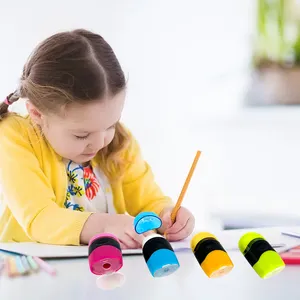 Rautan pensil multifungsi baru tahan lama rautan pensil logo kustom warna-warni dengan penghapus untuk anak-anak