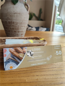 Billet d'entrée personnalisé pour exposition <span class=keywords><strong>de</strong></span> pâtisseries, <span class=keywords><strong>bon</strong></span> événementiel détachable en papier cuivre 250 g/m² avec numéro <span class=keywords><strong>de</strong></span> série et coupon - Product Image 4
