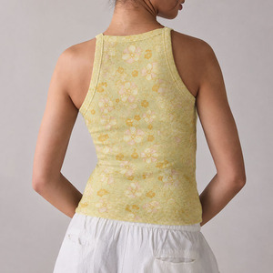 Top Corto Casual con Estampado Playero, Cuello Redondo, Sin Mangas, de Algodón Acordonado Suave de Alta Calidad, 2026 - Product Image 3