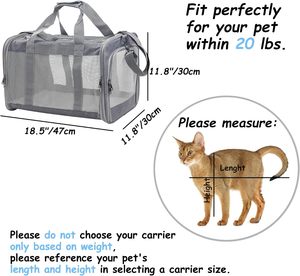 Sac de transport pliable pour chat et <span class=keywords><strong>chien</strong></span>, <span class=keywords><strong>en</strong></span> tissu Oxford souple, avec sangle réglable, approuvé par les compagnies aériennes, grand modèle, gris - Product Image 6