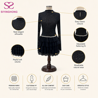 Robe de soirée à manches longues et col montant ornée de strass, fabriquée sur mesure pour femmes, vente en gros, marque privée