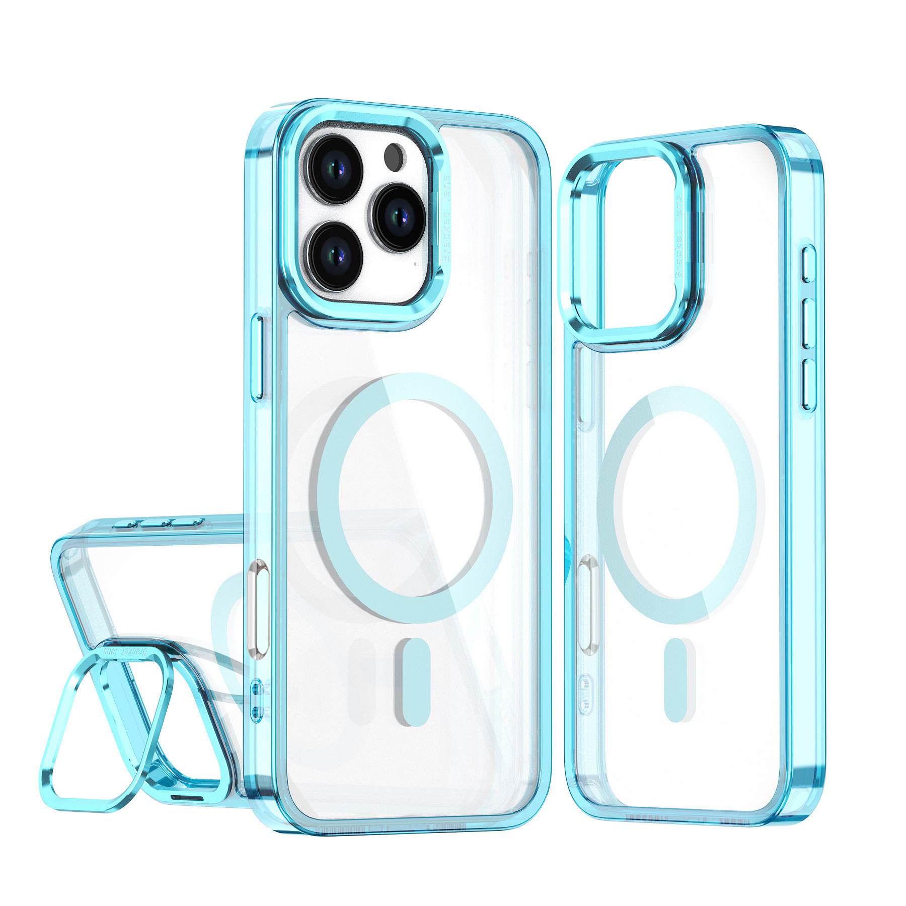 Support magnétique transparent à ombre brillante bleu ciel