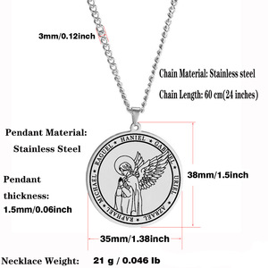 Medalla Religiosa de Acero Inoxidable con Alas de Ángel, Arcángel Gabriel, Rafael, Uriel, Miguel, Collar con Colgante de Joyería - Product Image 4