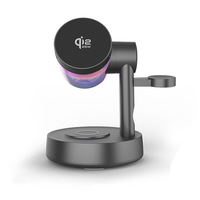 Stasiun Pengisian Daya Nirkabel Magnetik dengan Lampu LED untuk Jam Tangan Pintar dan Earbud