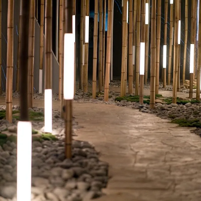 Outdoor Natural Bionic Design Night Lights Creative Led Bamboo High Pole Led Landscape Modern Lights
