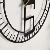 Jam Dinding Besi Bulat Hitam Besar 60cm, Dekorasi Seni Modern, Mewah, Geometris, Ukuran Besar, Tanpa Suara, Tanpa Bunyi Tik-tok, Jam Logam untuk Ruang Tamu