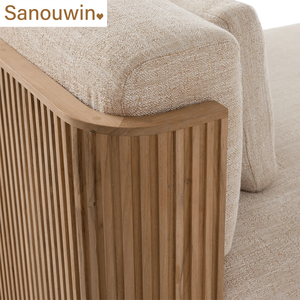 Minimalist Line Design Outdoor Garden Teak L-<strong>Shape</strong> <strong>Sofa</strong> <strong>Set</strong> Sturdy <strong>All</strong>-Weather for Park Courtyard Farmhouse Hall or Villa - Product Image 6