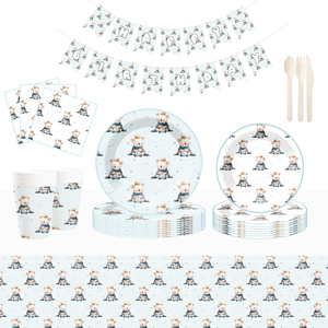 Juego de Vajilla para Fiesta de Revelación de Género con Temática de Osos DAMAI, Decoración de Osos en Acuarela para Baby Shower - Product Image 3
