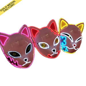 Devil Killer Mask LED Japanese Fox Mask Anime Blade Luminous Mask Halloween <strong>Costume</strong> Cosplay Makeup Ball Prop - Product Image 1