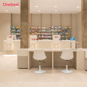 Mostrador <span class=keywords><strong>de</strong></span> Caja para <span class=keywords><strong>Farmacia</strong></span> con Superficie Sólida e Iluminación LED, Mostrador <span class=keywords><strong>de</strong></span> Recepción Moderno para Clínica Dental para 3 Personas - Product Image 6