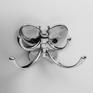 AK Brass Butterfly Shape Wall <b>Hook</b> Nickel Finish Double <b>Hook</b> <b>Coat</b> Hanger <b>Decorative</b> Wall Hanger Home Interior Decor - Product Image 1