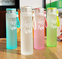 Bouteille d'Eau en Verre Givré Coloré Écologique sans BPA en Borosilicate Pas Chère avec Poignée