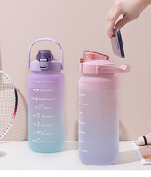 Amazons meilleure vente 2000ML marqueur de temps de motivation Fitness Sport Gym bouteille d'eau Portable en plastique sans BPA avec poignée et paille