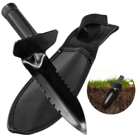 Outil d'excavation pour truelle de jardin Pelle de détection de métal à double dentelure avec gaine
