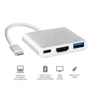 Kabel adaptor pengisi daya Multiport, Hub USB tipe-c <span class=keywords><strong>3</strong></span>.1 ke HDMI USB3.0 4K Tipe C PD perempuan, kabel adaptor pengisi daya Multiport <span class=keywords><strong>3</strong></span> dalam 1 - Product Image 2