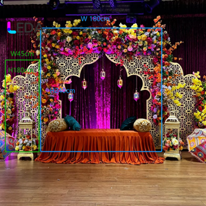 Fábrica LEDA boda escenario telón de fondo flor blanco amarillo PVC Placa de fondo para eventos de boda - Product Image 2