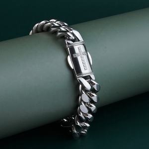 Bracelets pour hommes en acier inoxydable argenté, chaîne gourmette cubaine, pour hommes et femmes, bijoux en gros, cadeau - Product Image 2