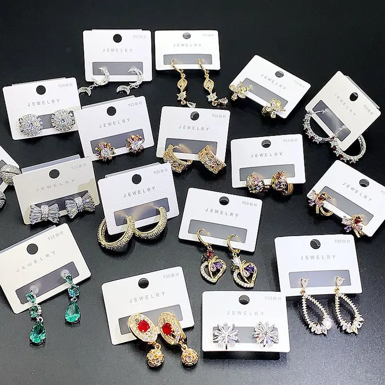 Boucles d'oreilles en plaqué or, lot mix de bijoux, design à la mode, bijoux plaqué, stock, vente en gros