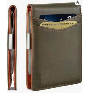 Échantillon gratuit 2024 portefeuilles homme longs en cuir véritable, anti-RFID, fermeture éclair, modèle OEM fin - Product Image 3