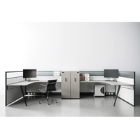 Ensemble complet de mobilier de bureau modulaire avec cloisons pour 4 postes de travail, cloisons flexibles pour postes de travail standard