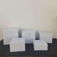 Buffet multifonction en acrylique blanc 5 faces Boîtes de restauration Stand Food Display Risers Cubes Wedding Centerpieces Décorations de table