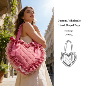 工厂 OEM ODM 泡泡心形手提包 Weydy Bag 批发 <span class=keywords><strong>2026</strong></span> 新款女式花边装饰蓬松绗缝单肩包 - Product Image 1