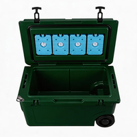 Glacière isotherme portable moderne 55QT grande capacité avec roues, design rotomoulé, étanche, antidérapante, anti-fuite, réutilisable, en PE pour aliments