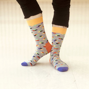 Chaussettes ras du cou pour hommes en coton peigné respirant, motif blocs de couleur Pixel Building Block, idéales pour le travail et les loisirs - Product Image 4
