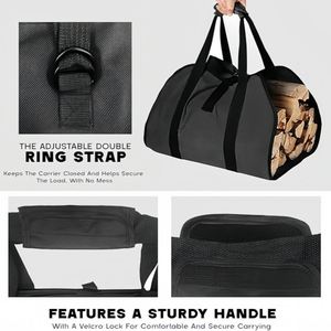 Sac de transport pour bois de chauffage robuste et imperméable avec poignées, grand sac de rangement pour bûches pour cheminée - Product Image 2