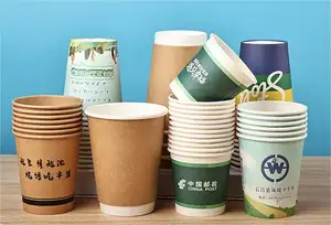 Fabricant chinois prix de gros gobelet jetable à double paroi de 4 oz 8oz en papier blanc pour café, thé et crème glacée avec couvercle