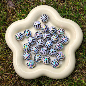 JC <span class=keywords><strong>30</strong></span> pièces par sac basket-ball plaqué UV avec <span class=keywords><strong>lettres</strong></span> acrylique perles rondes en vrac bijoux à bricoler soi-même brillant chaîne de téléphone stylo perle - Product Image 6