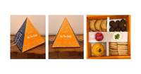 Neue benutzer definierte Ramadan Pyramide Form Box Platte mit Tauch becher Teiler Bäckerei Dessert Gebäck Snack Pyramidal Food Box Verpackung
