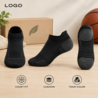 Chaussettes de sport basses noires pour basketball, avec coussinets de maintien de la cheville, talon rembourré, bout renforcé, maille respirante et manchette graduée