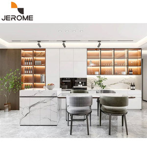 Fábrica lista para ensamblar moderno HPL tablero laminado carcasa de madera contrachapada gabinetes de cocina de madera con encimera de cuarzo Isla de mesa - Product Image 2
