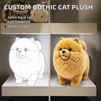 Peluche personnalisée chat noir gothique, jouet en peluche doux, rembourré en coton PP, cadeau pour fans