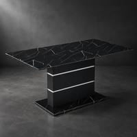 Table à manger longue artificielle moderne noire et blanche de luxe, adaptée aux salons, villas, hôtels, restaurants, possibilité de personnaliser les dimensions