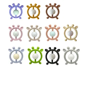 Wholesale High Quality Bpa Free New Promotion Chew Toy Customized Silicone deer Teether ring Giraffe rattle teether Supplier