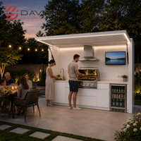 Système d'armoires de cuisine extérieure OEM ODM avec îlot barbecue, évier et rangement en acier inoxydable pour projets de concessionnaires